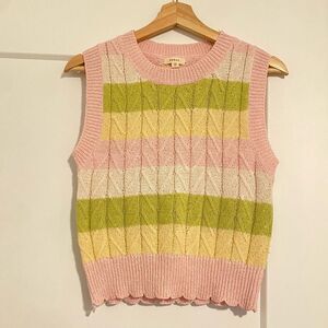 Debut Y2K Striped Pastel Streetwear Casual Minimalist Soft Vest Tank Top Shirt